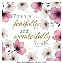 Pink anemone floral rice paper for decoupage, Fearfully and wonderfully made, Psalm 139:14, Christian craft, D588