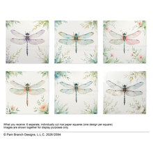 Dragonfly Floral Rice Paper For Decoupage 3 Inch Bundle D594