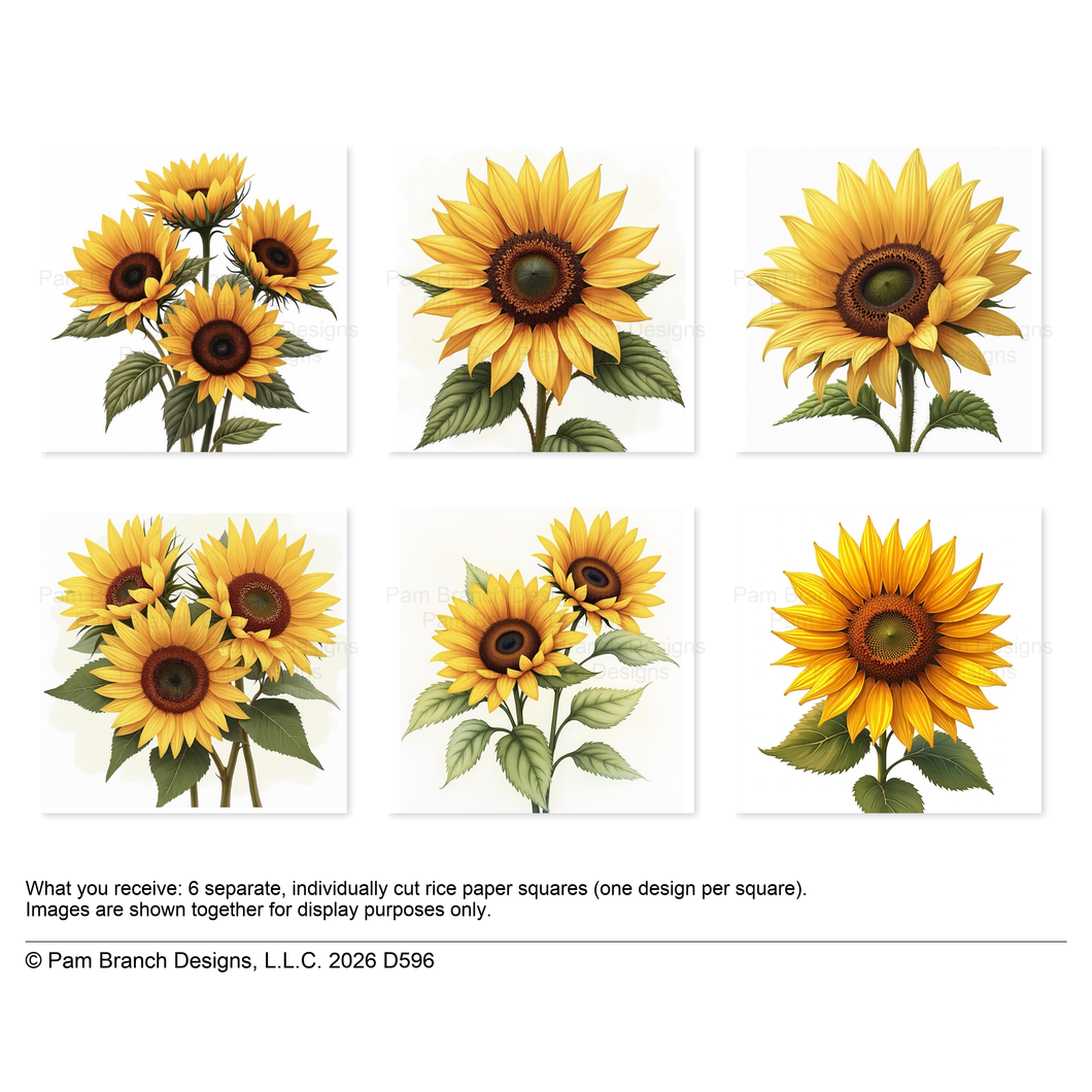 Sunflower Rice Paper For Decoupage 3 Inch Bundle D596