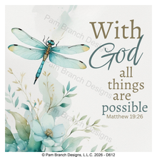 Dragonfly rice paper for decoupage, With God all things are possible, Matthew 19:26, Christian craft, D612