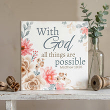 Peach floral rice paper for decoupage, With God all things are possible, Matthew 19:26, Christian craft, D615