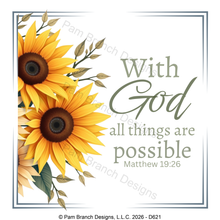 Sunflower rice paper for decoupage, With God all things are possible, Matthew 19:26, Christian craft, D621