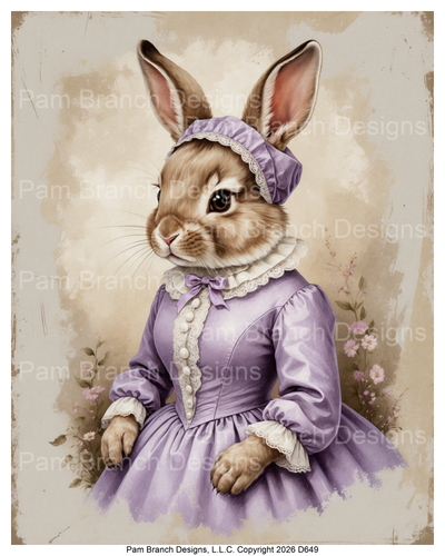 D649 Victorian bunny in lavender dress