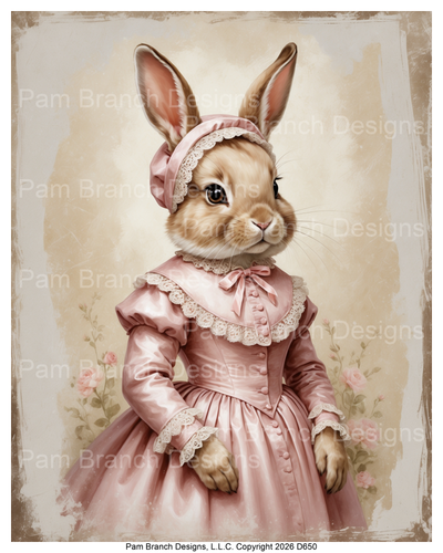 D650 Victorian bunny in pink dress