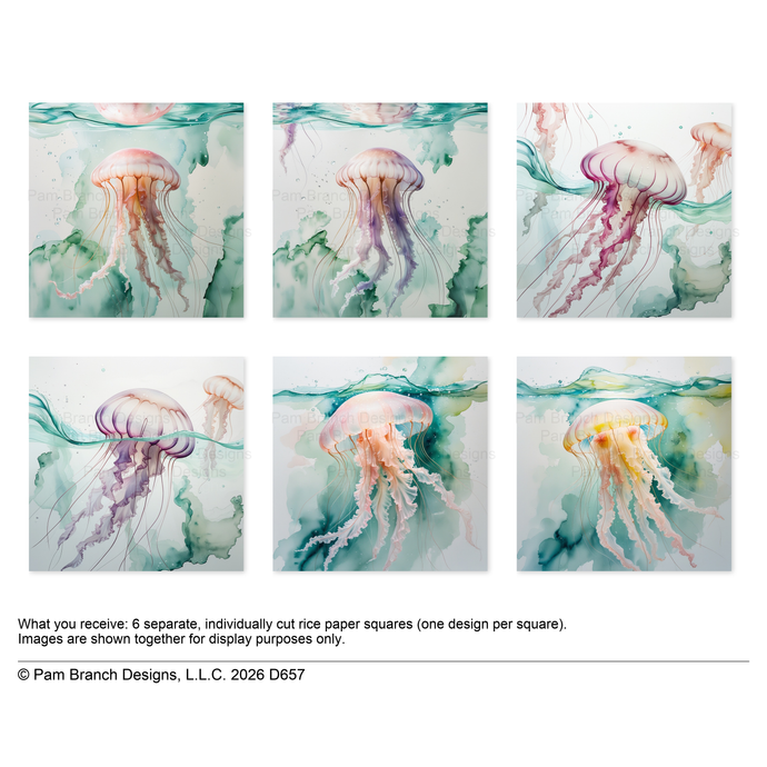 Jellyfish Rice Paper for Decoupage Bundle, Ocean and Coastal Theme Craft Supply D657