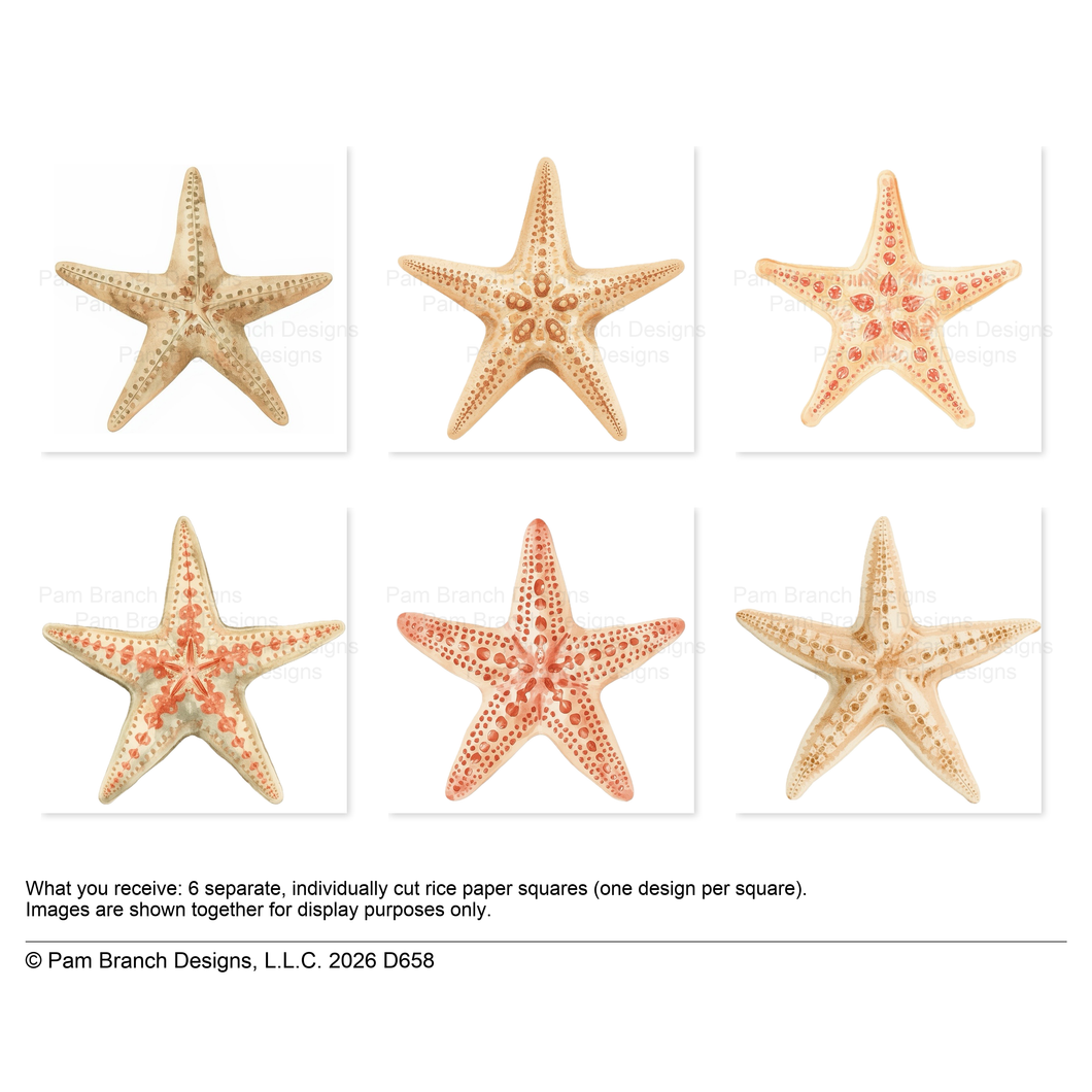 Starfish Rice Paper for Decoupage Bundle, Coastal Craft Supply D658