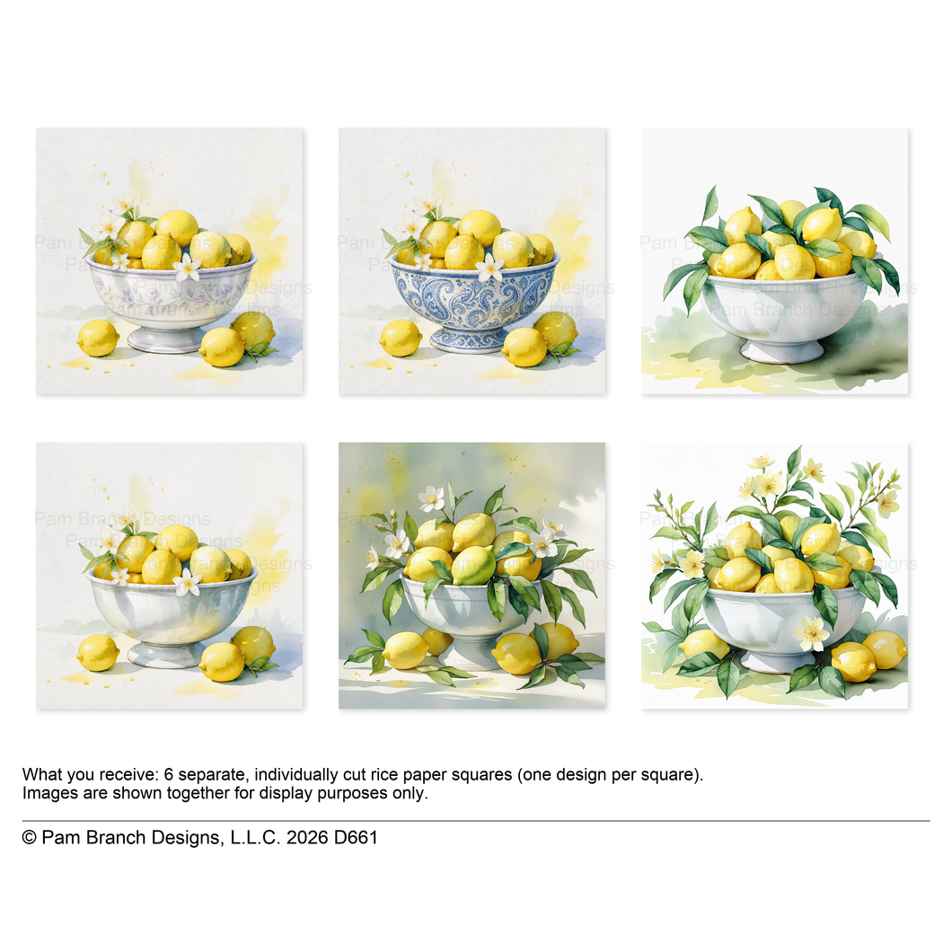 Lemon Rice Paper for Decoupage Bundle, Citrus Craft Supply D661