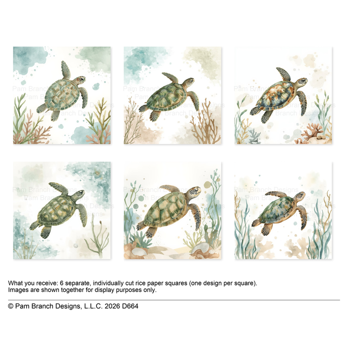 Sea Turtle Rice Paper for Decoupage Bundle, Ocean Craft Supply D664