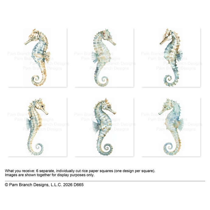 Seahorse Rice Paper for Decoupage Bundle, Ocean Craft Supply D665