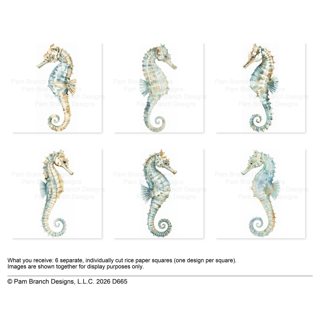 Seahorse Rice Paper for Decoupage Bundle, Ocean Craft Supply D665