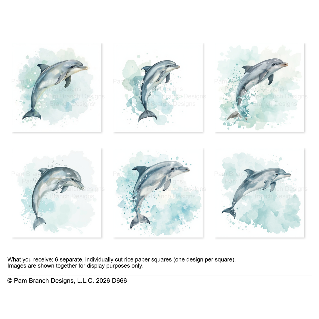 Dolphin Rice Paper for Decoupage Bundle, Ocean Craft Supply D666
