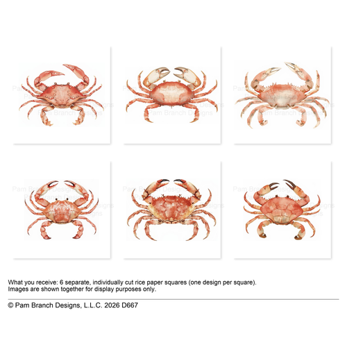 Crab Rice Paper for Decoupage Bundle, Coastal Craft Supply D667