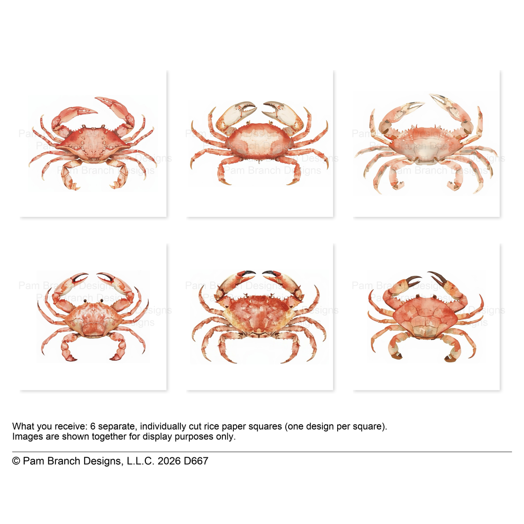 Crab Rice Paper for Decoupage Bundle, Coastal Craft Supply D667