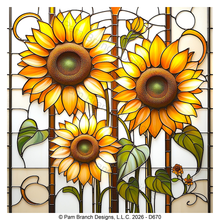 Stained glass sunflowers, fall rice paper for decoupage, scrapbooking and more D670