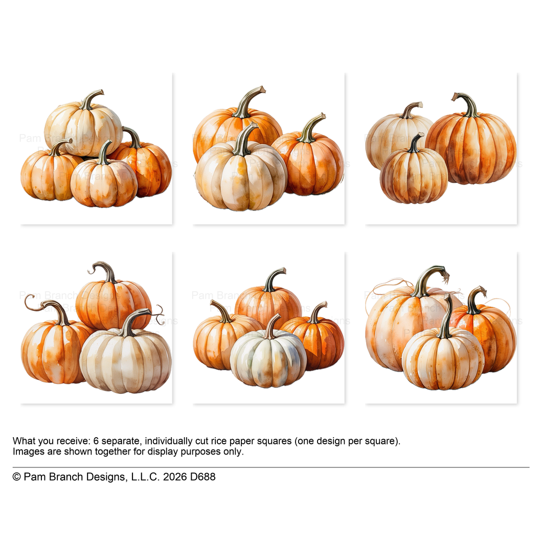 Pumpkin Rice Paper for Decoupage Bundle - Paper for Fall Projects – Approx. 3-Inch Images (D688)
