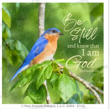 Decoupage Paper, Bluebird,"Be Still and Know that I am God." Christian Craft Paper D112