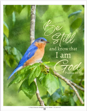 Decoupage Paper, Bluebird,"Be Still and Know that I am God." Christian Craft Paper D112