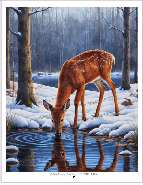 Rice Paper for Crafts and Decoupage, Deer drinking by a Reflective Pool in the Forest, Paper for DIY Project D178