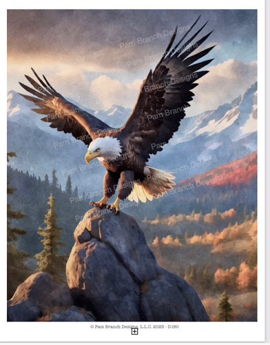 Rice Paper for Crafts and Decoupage, Eagle landing on a Rock, Paper for DIY Project D180