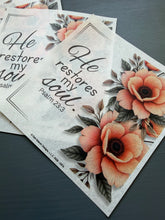 Peach floral rice paper for decoupage, He restores my soul D574