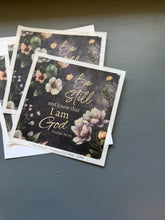Rice Paper with Purple Cream Magnolias, Floral Christian Craft Paper - "Be Still and Know that I am God" - Bible Verse Decoupage Sheet, D169