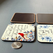 Christian Magnet Set with Bible Verse, Cardinal and Blue Floral, Inspirational Scripture Gift, 3x3 Set of 4 -M1