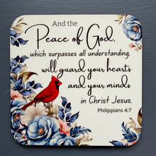 Christian Magnet Set with Bible Verse, Cardinal and Blue Floral, Inspirational Scripture Gift, 3x3 Set of 4 -M1