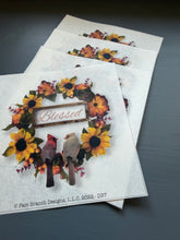 Decoupage Rice Paper with Cardinals and a Fall Wreath, "Blessed", Rice Paper D37