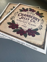 Decoupage Rice Paper, Cranberry Jelly Co. Tart & Sweet Harvest Blend Vintage Label, fall craft supply D380
