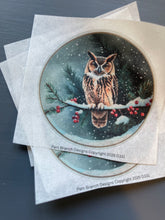 Ornament Rice Paper – Owl in Snowy Pine – Christmas Arts and Crafts Supply – D331