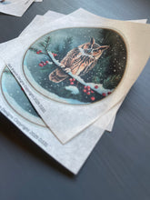Ornament Rice Paper – Owl in Snowy Pine – Christmas Arts and Crafts Supply – D331