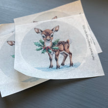 Rice Paper for Decoupage – Ornament - Baby Deer with Holly Christmas Design Craft Supply for DIY D312