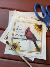 Rice paper with a Cardinal and Sunflowers - Decoupage Sheet, Bible Verse Paper D34
