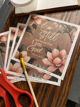 Rice Paper with Peach Magnolias, Floral Christian Craft Paper - "Be Still and Know that I am God" - Bible Verse Decoupage Sheet, D166