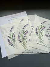 Lavender botanical rice paper for decoupage, I am with you always Matthew 28:20 D627