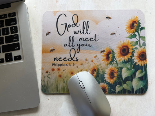 God Will Meet All Your Needs – Philippians 4:19 Sunflower Christian Mouse Pad MP1-209