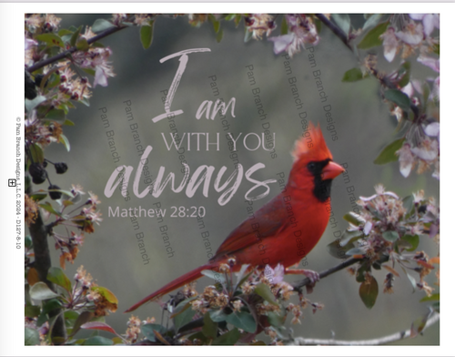 Rice Paper for Crafts and Decoupage, Cardinal in Crabapple Tree, I am with you always D127
