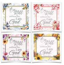 Rice Paper for Decoupage, Be Still Bible Verse and Florals, 8 Pack D118