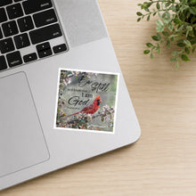 Cardinal on dogwood Be Still waterproof sticker on laptop
