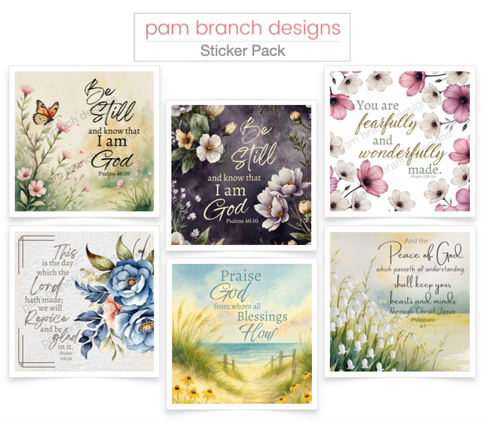 Floral Stickers with Scriptures! Pack of Six Inspirational Stickers ST3