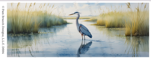 Great Blue Heron, Rice paper for decoupage and scrapbooking, coastal craft supply, D684