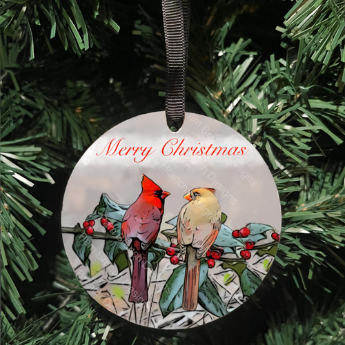Christmas Ornament, Wood Ornament, Cardinals and 