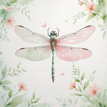 Dragonfly Floral Rice Paper For Decoupage 3 Inch Bundle D594