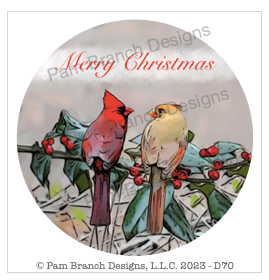 Christmas Ornament Decoupage Rice Paper, Cardinals, Merry Christmas D70