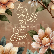 Rice Paper with Peach Magnolias, Floral Christian Craft Paper - "Be Still and Know that I am God" - Bible Verse Decoupage Sheet, D166