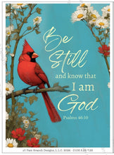 Decoupage Paper, Cardinal with Blue Sky, "Be Still and Know that I am God." Christian Craft Paper D105