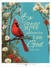 Decoupage Paper, Cardinal with Blue Sky, "Be Still and Know that I am God." Christian Craft Paper D105