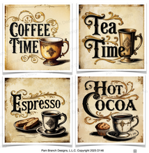 Variety Pack of Rice Paper for Decoupage "Espresso", "Coffee Time", "Hot Cocoa", and "Tea Time"  bundle, Two of Each D146