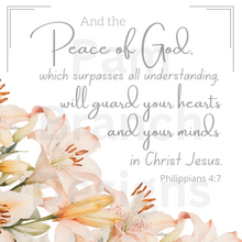 Rice Paper, Lilies and the Bible Verse "And the peace of God...”  Easter Decoupage Sheet for Spring and Easter, D165