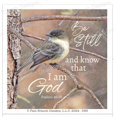 Rice paper with an image of an eastern phoebe on a branch. The bible verse is 